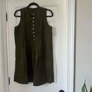Quince Olive Linen Sleeveless Swing Dress